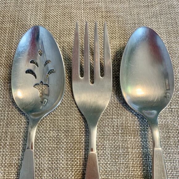 Oneida Community FROSTFIRE Stainless Satin Glossy Flatware Serving Set Pierced - Picture 4 of 12